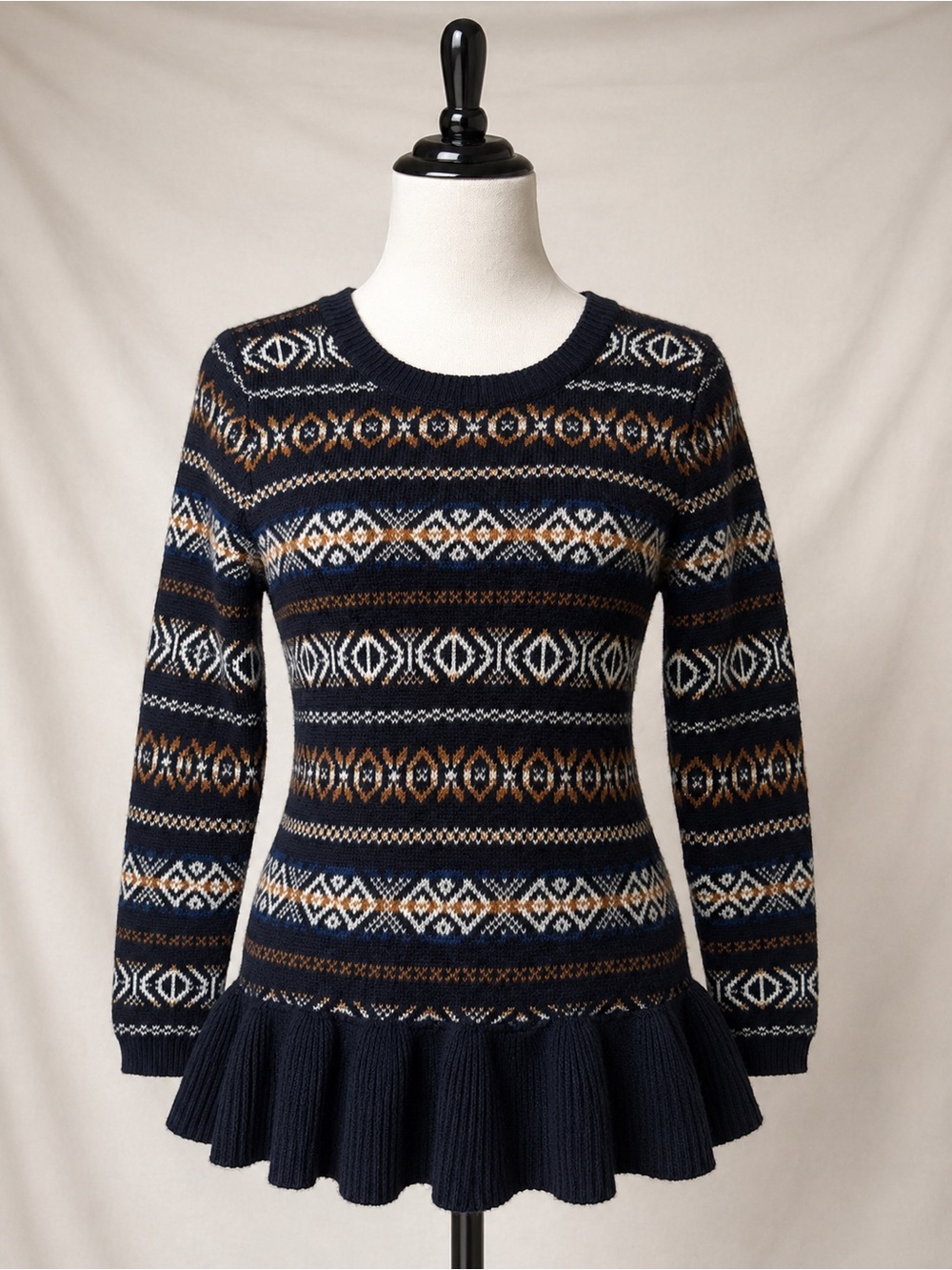Outback Red Navy Fair Isle Peplum Sweater
